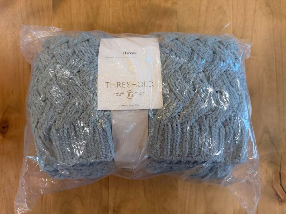 Threshold Cable Knit Throw Blanket Slate Blue 50x60 NEW